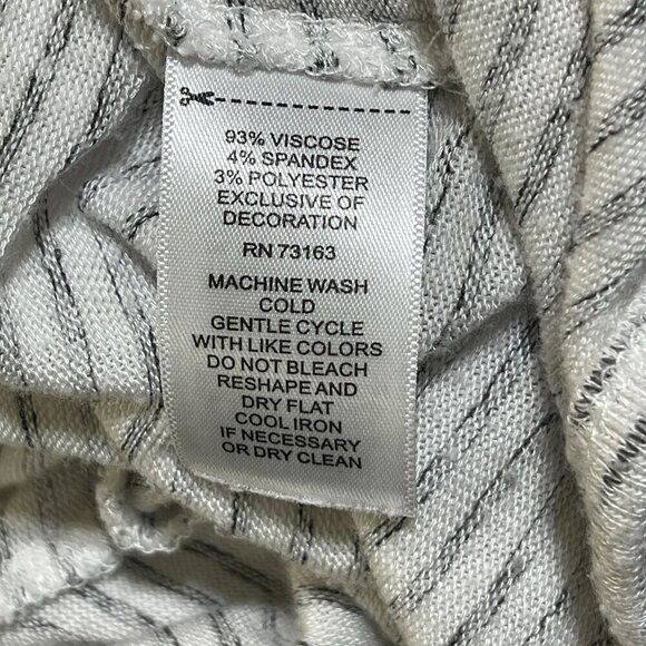 Cupio Open Front Cardigan Sweater Gray Cream Stripe Long Sleeve Size L Large - Picture 6 of 6